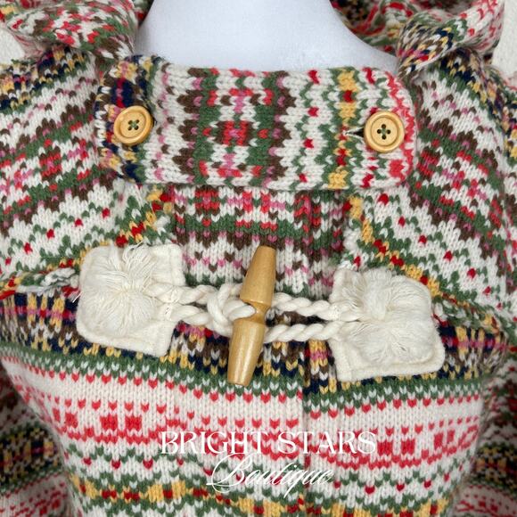 Rare Fair Isle Duffle Coat ASO Sookie Gilmore Girls Multicolor Womens Small Knit - Picture 10 of 13